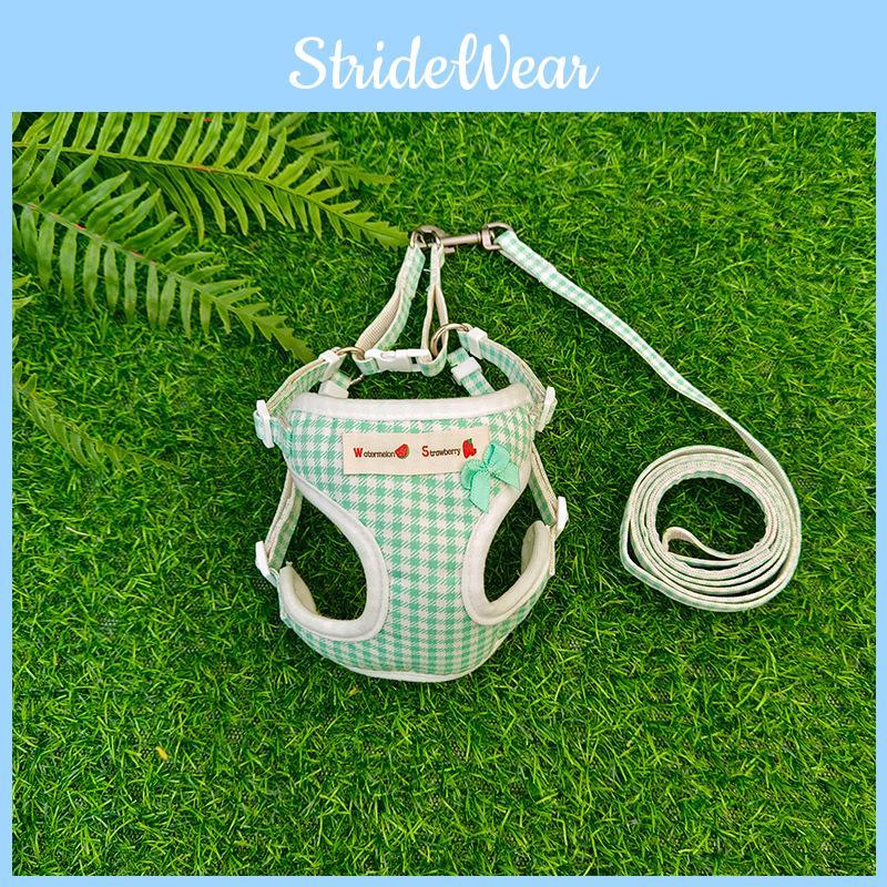 Pet Puppy Lead With Grid Print And Bow Decor For Pet Walking And Training