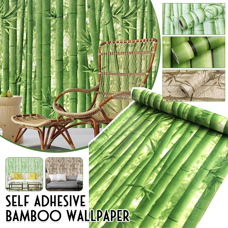 10 Meter Self-Adhesive PVC Bamboo Wallpaper 45cm Wide Art Wall Paper Home Renovation Background Decor Wall Stickers