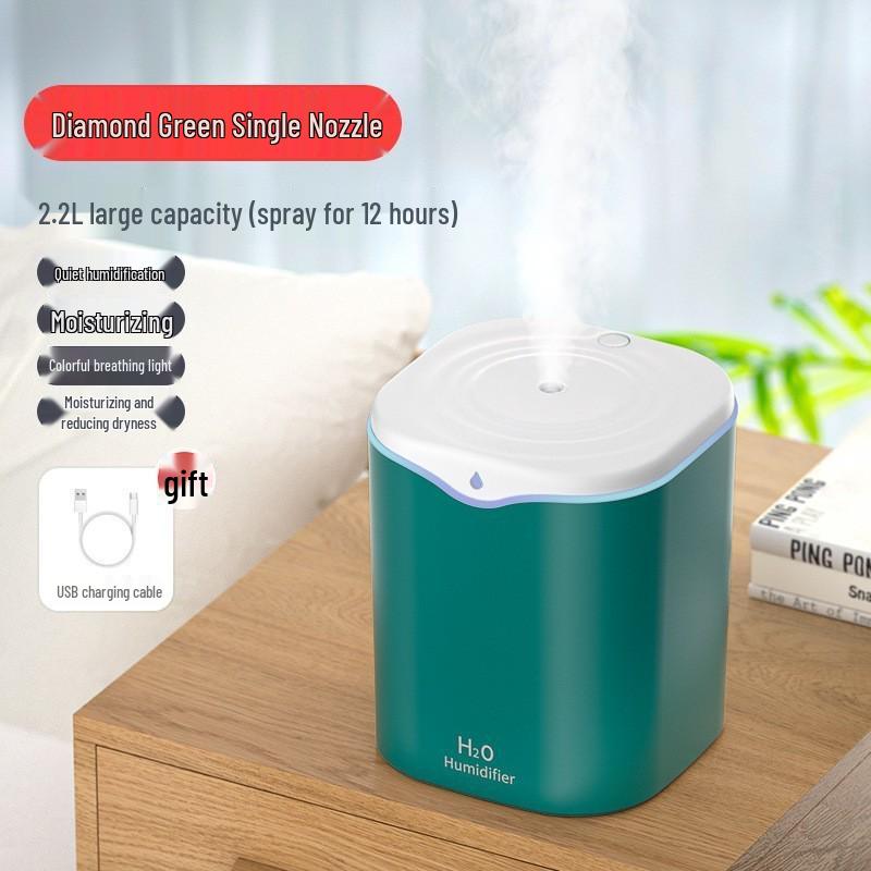 2L Dual-Spray USB Humidifier: Silent, High-Mist, Air Purifying, Desktop Model