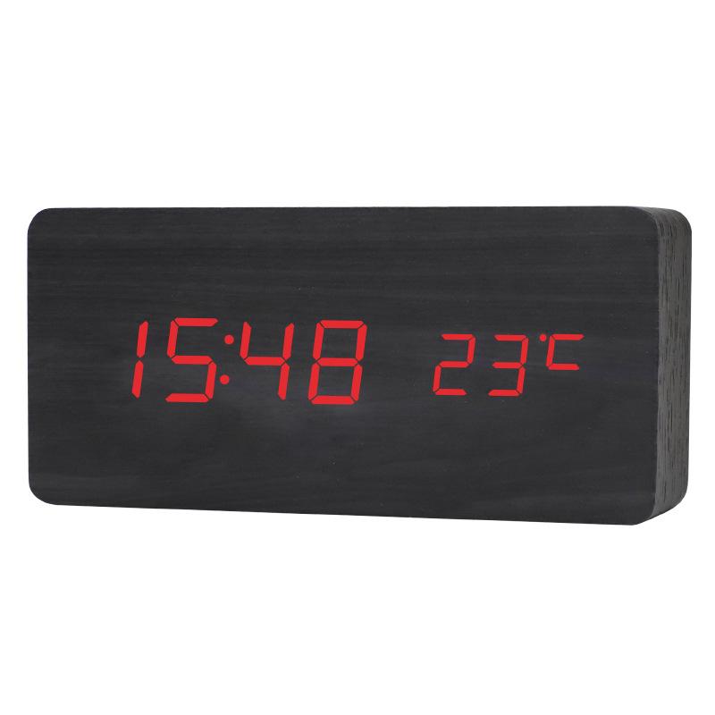 

Retro wooden LED digital alarm clock silent with temperature night light electronic fashion wooden clock living room bedside