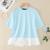 ZANZEA Women Casual Round Neck Short Sleeve Loose Patchwork Blouse