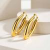 Irregular Geometric Hoop Earrings Stainless Steel Gold Plated Thick Abstract Hollow Lightweight Jewelry Non-Tarnish