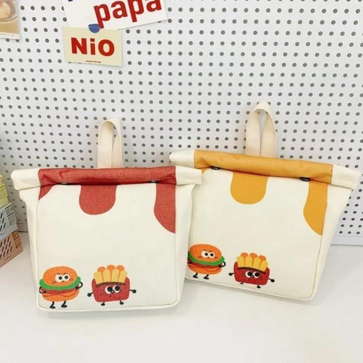 

Canvas Double Shoulder Bag Hamburger Knapsack Casual Rucksack Girls жёлтый