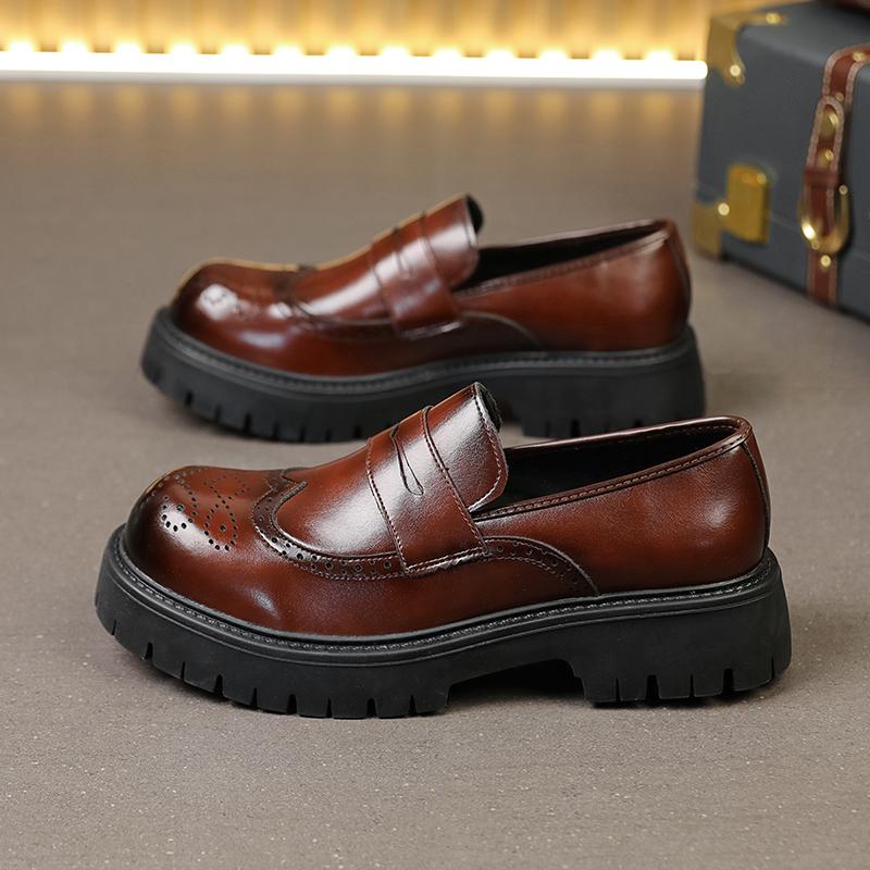 Classic Men Loafers Black and Brown Men One-foot Comfortable Thick-soled Anti-slip High-end Leather Shoes Size 38-46 Men Shoes