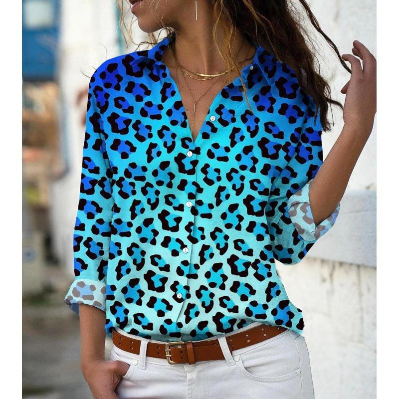 

Fashion Multi-color leopard print 3D Print Women Long Sleeve Shirts Autumn New Holiday Casual Ladies Blouse Women s Clothing S