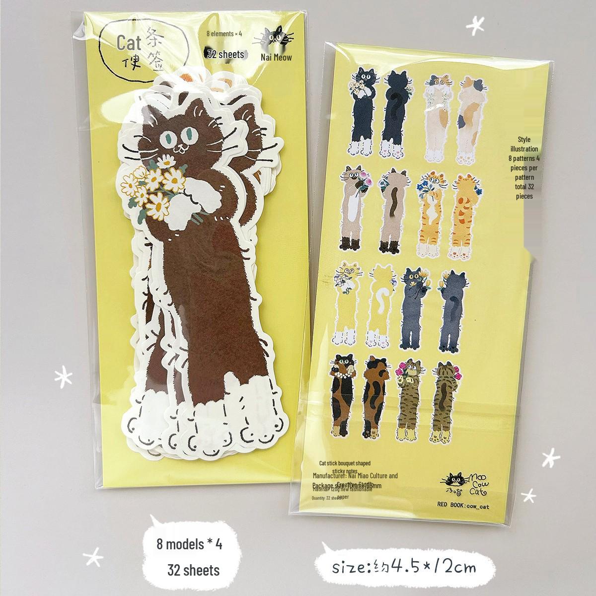 Meow Flower Collection: Cat Stick Irregular Sticky Notes – Paper, No Adhesive.