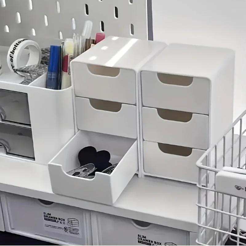 Chic 3-Tier Desk Organizer with Drawers - Ideal for Office Supplies, Jewelry & Cosmetics Storage - Portable Divider Box