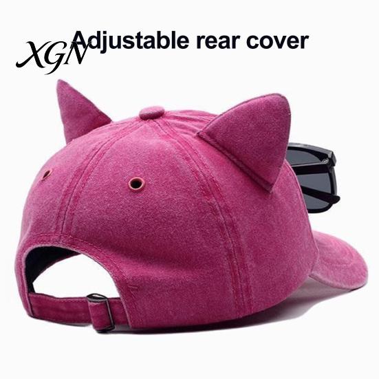 Unisex Hip Hop Cap Cat Ear Trucker Hat, Baseball with Detachable Sunglasses, Fashionable Outdoor Sun Hat Adjustable Pilot Style for Travel UV