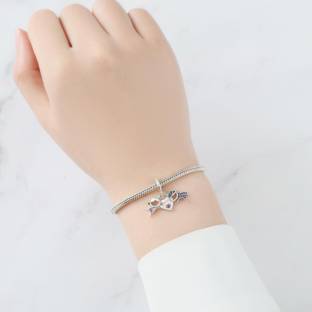 Beads Copper Charms Original Eternal Love Heart Pendant Beads Fit Bracelet Jewelry Diy Women Fine Gift Accessory