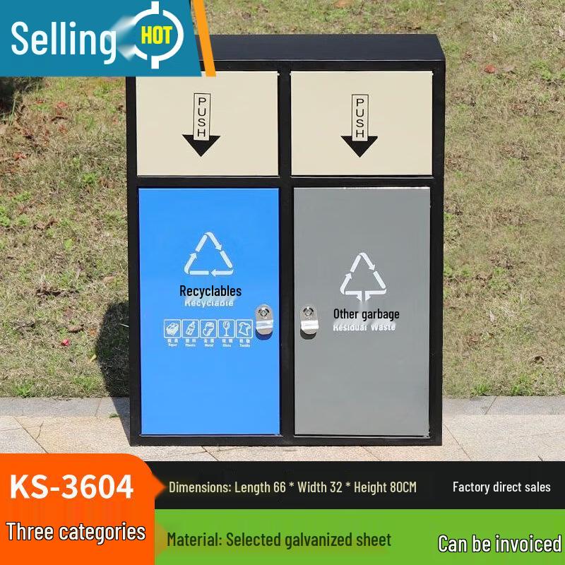 Chengyang KS-3606 Outdoor Stainless Steel Dual-Compartment Recycle Bin