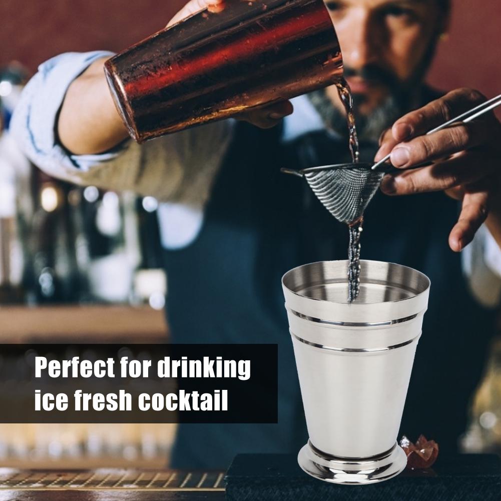 304 Stainless Steel Iced Cocktail Cup Drinking Wine Mug Anti Falling for Bar Party Bartender Tool(Silver 400ML)