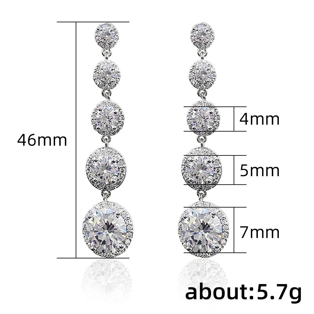 Huitan Temperament Sweet Long Hangings for Women with Round Cubic Zirconia Charm Wedding Party Fashion Ear Zircon Drop Shipping