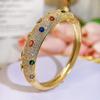 CMM High-quality Dubai Luxury Jewelry Set Retro Italian Hand-Brushed Craftsmanship Golden Inlaid Zircon Woman Bangle Ring Sets