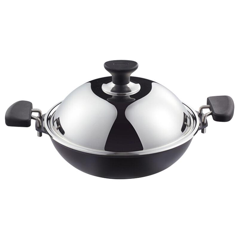 Oumeida 33cm Gusseisen Unbeschichtet Antihaft Wok