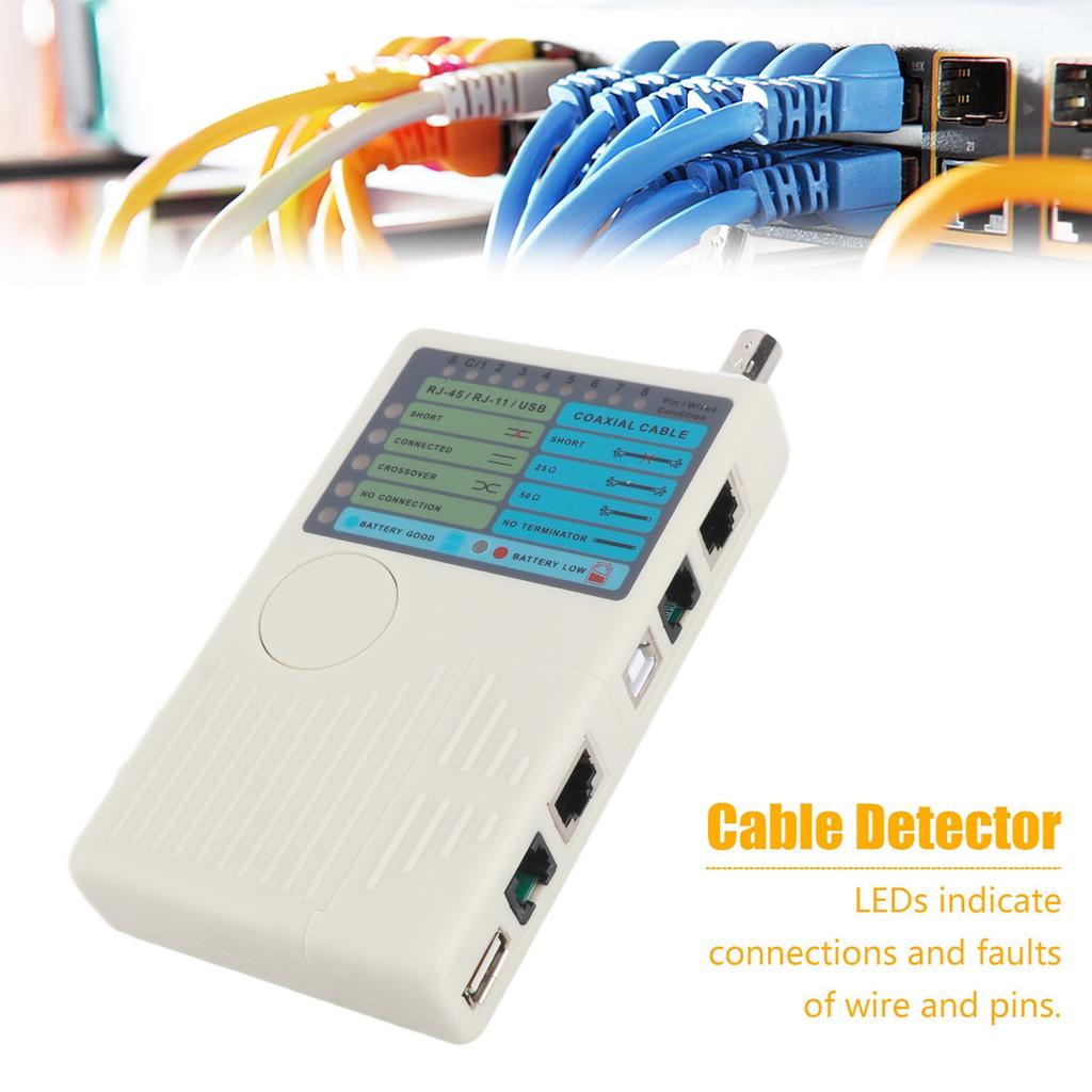 Cable Detector Network Cable Tester 4-in-1 Portable LAN Network Cable Tester Remote RJ11 RJ45 USB BNC for UTP STP Cables