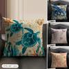 Marine Animals Cushion Cover Linen Organic Fabric DoubleSided Printing Sofa Breathable Home Decor Gift Pillow Case