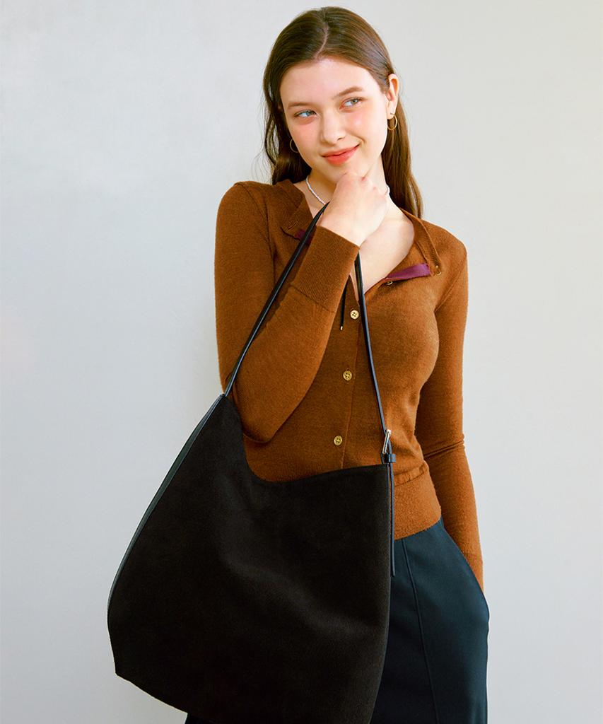 Clave Lily Suede Dark Brown Tote Bag
