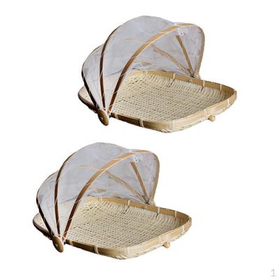 Bamboo Food Tent Picnic Outdoor Mesh Basket Netting Patio Eat