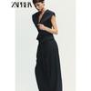 Zaprha 2025 Autumn New Fashion Waist Hugging Slimming Thin Stripe V-neck Wide Sleeve Vest Vest 4749768