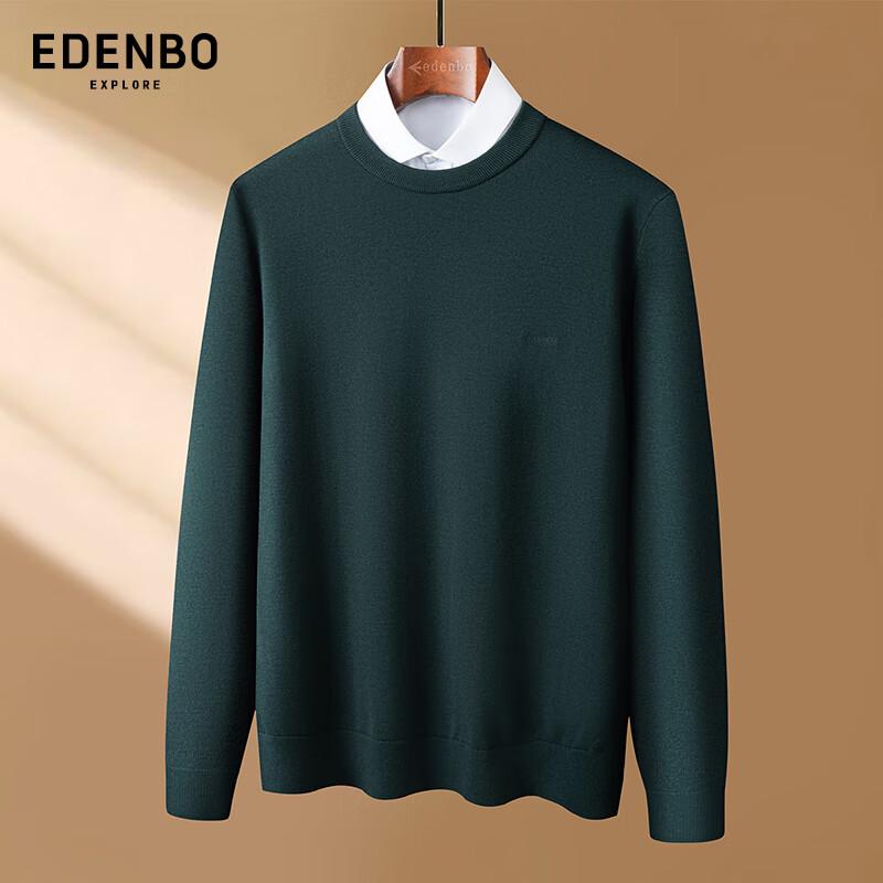 Edenbo Men's Soft Thick Wool Blend Round Neck Sweater