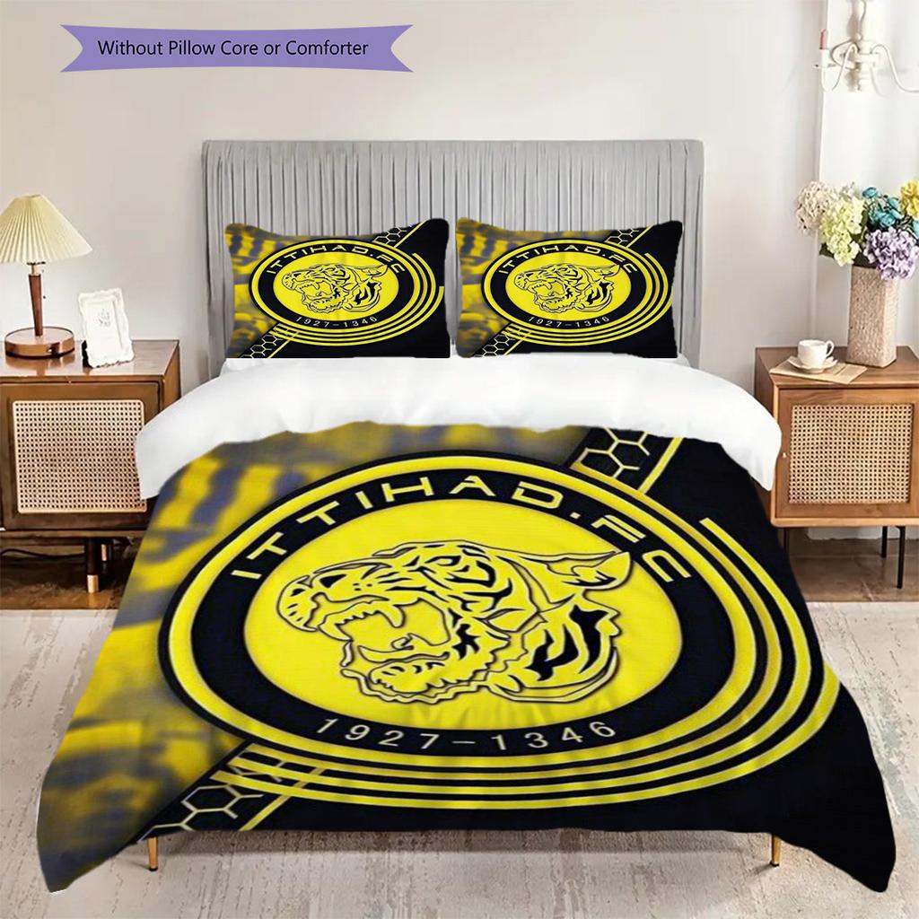 Tiger Emblem Three-piece Set (1 * Duvet Cover + 2 * Pillowcase, Without Core) 2D Flat Duvet Cover and Pillowcase Soft and Comfortable Bedding Set