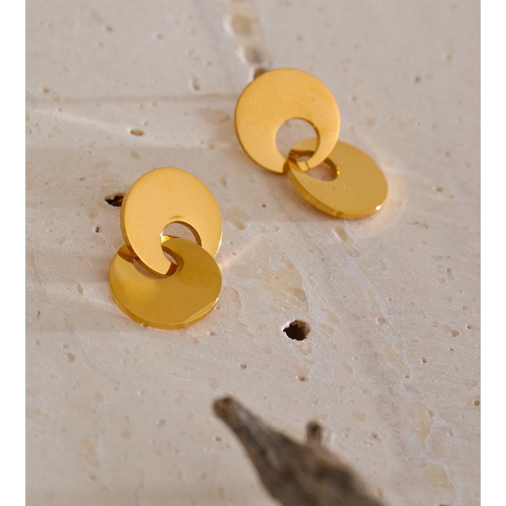 Eetit Glossy Stainless Steel Round Drop Dangle Earrings 18K Golden Plated Minimalist Daily  Versatile Jewelry Wholesale