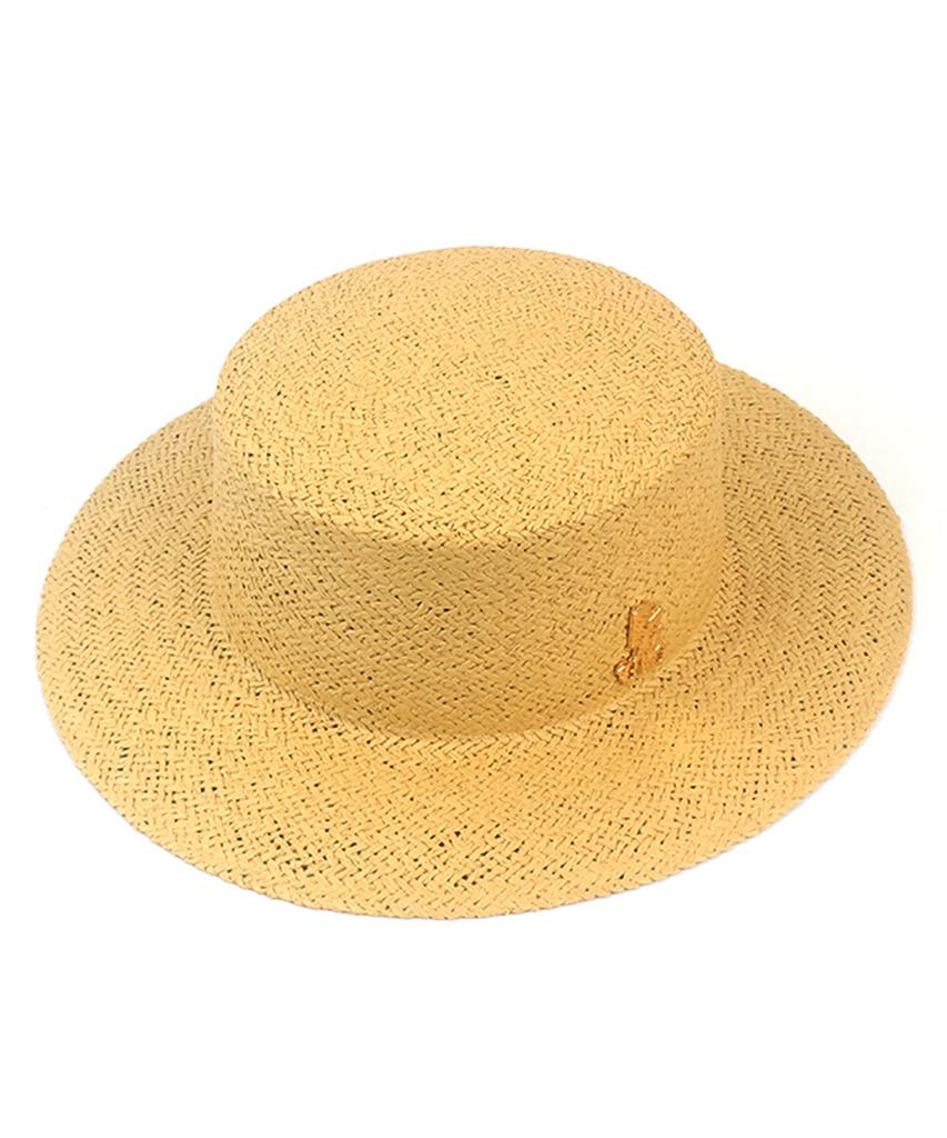 Yunibeosyeolkemiseuteuli Simple Beige Flat Panama Hat Summer Hat