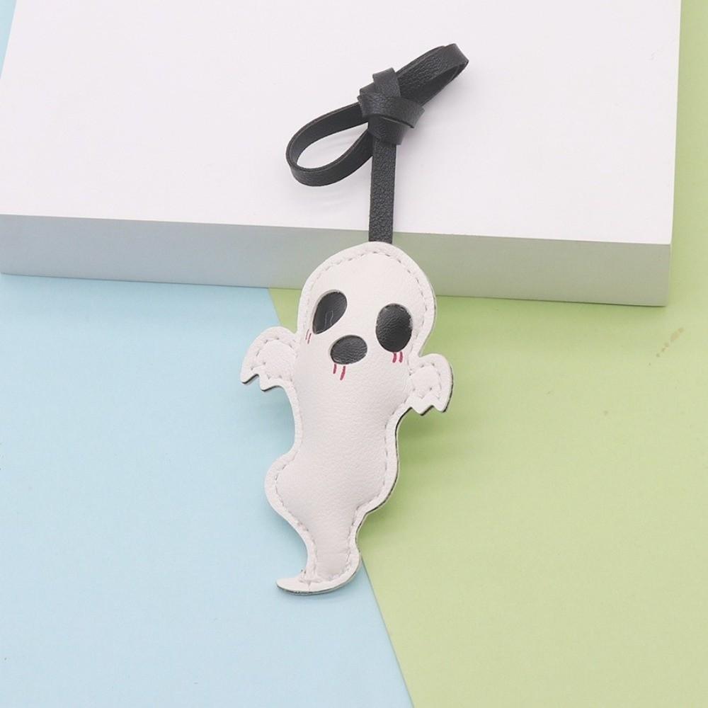 Handmade Halloween Bag Charm Lanyard Leather Pendant Scary Ghost Keychain  Birthday Gift