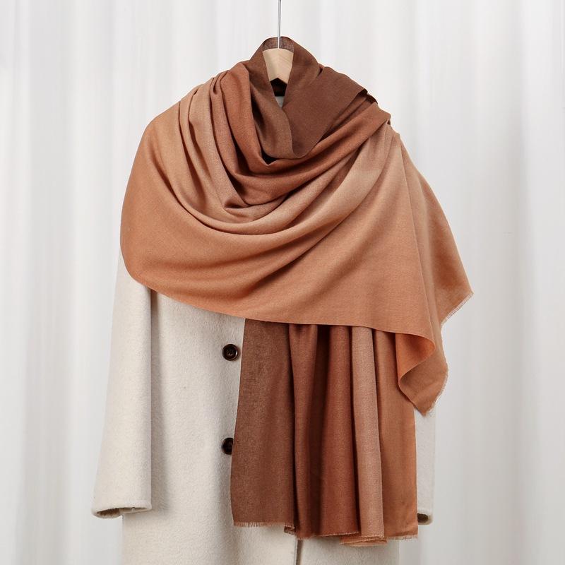 Gradual change hand-painted skin-friendly velvet autumn and winter skin-friendly warm imitation cashmere printed scarf plain color gradual change