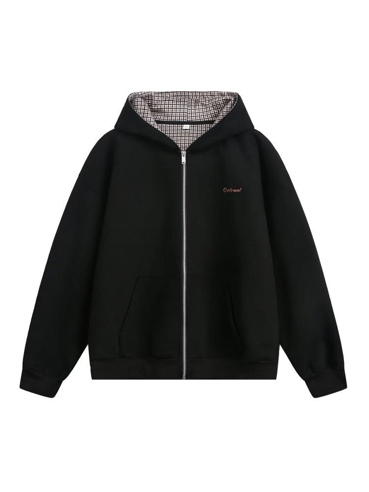 Herren Übergröße Kapuzen-Strickjacke mit Doppelreißverschluss