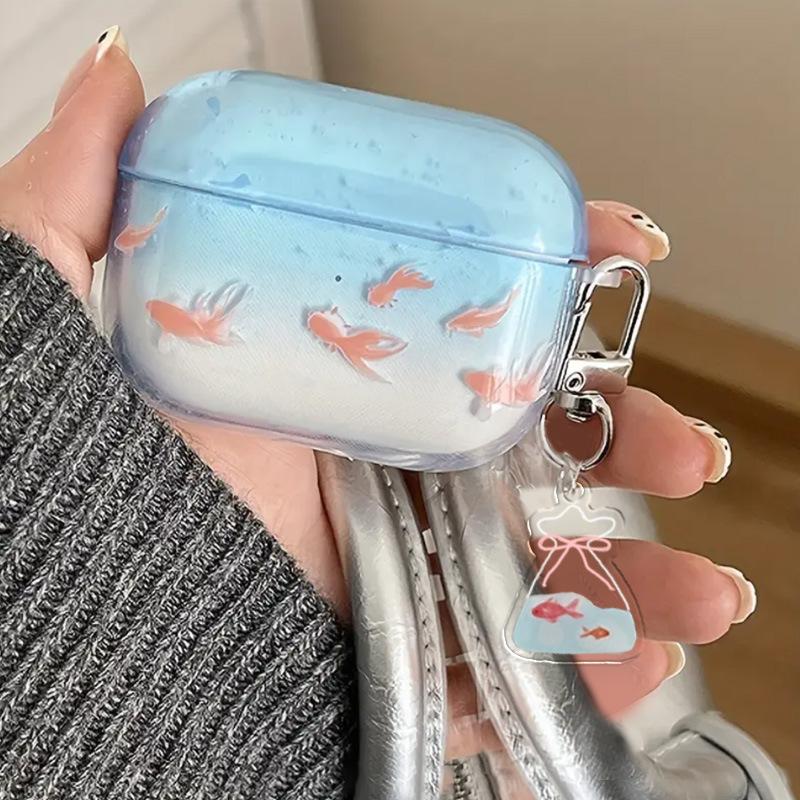 Blue Gradual Change Goldfish Pattern iPhone Earphone Case for AirPods 1/1/1/1 /pro/pro1