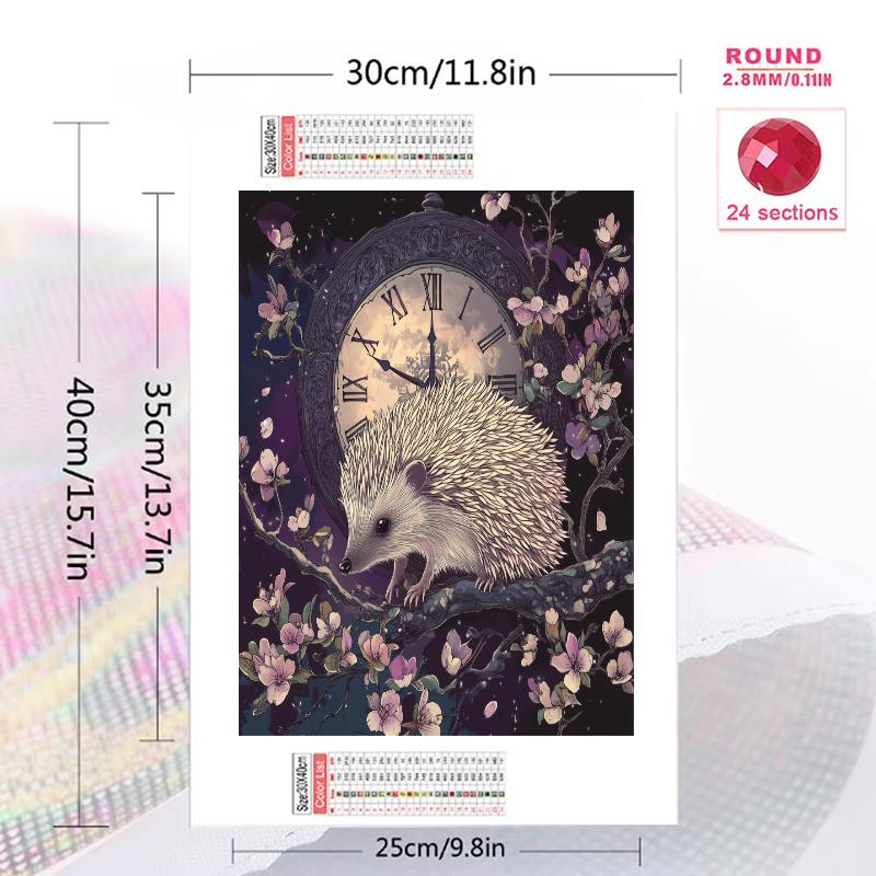 Purple hedgehog Pattern  3pcs 100% Round Full Drill 5D DIY Diamond Painting Embroidery Cross Stitch Rhinestone Décor