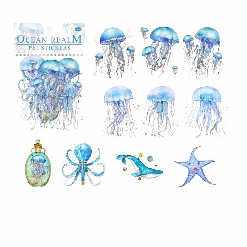 20pcs Underwater World Stickers PET Material Decor Sticker Diary Album Scrapbooking Material Junk Journal Supplies