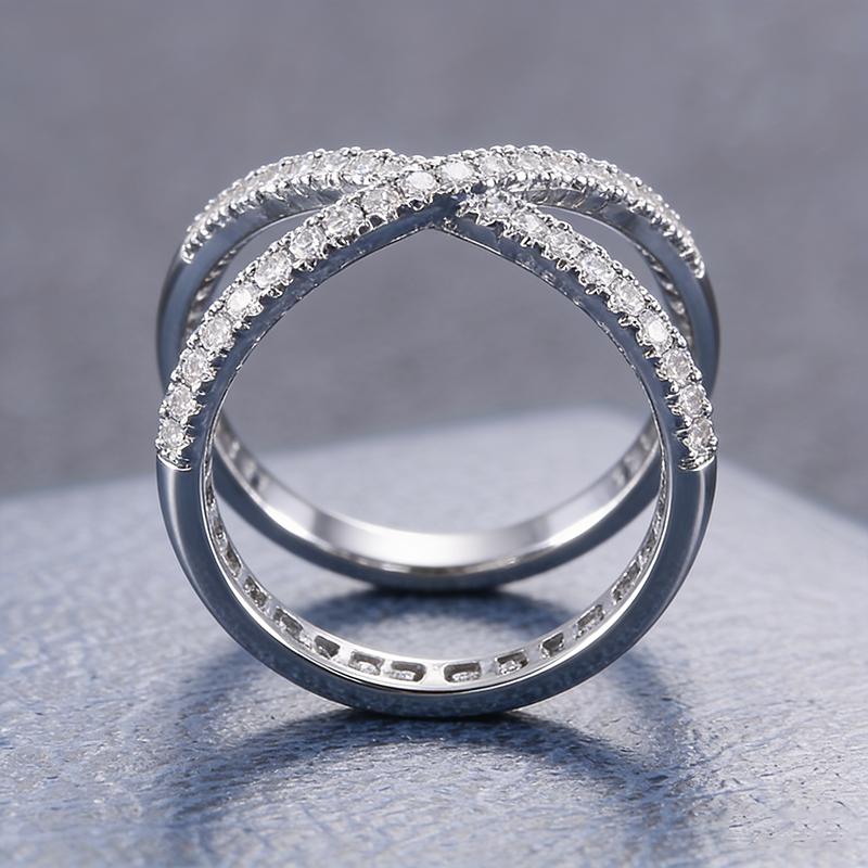 Simple and Elegant Cross Set Zirconia Diamond Ring for Women, Fashionable and Versatile, Creative, Elegant and Sweet Ring