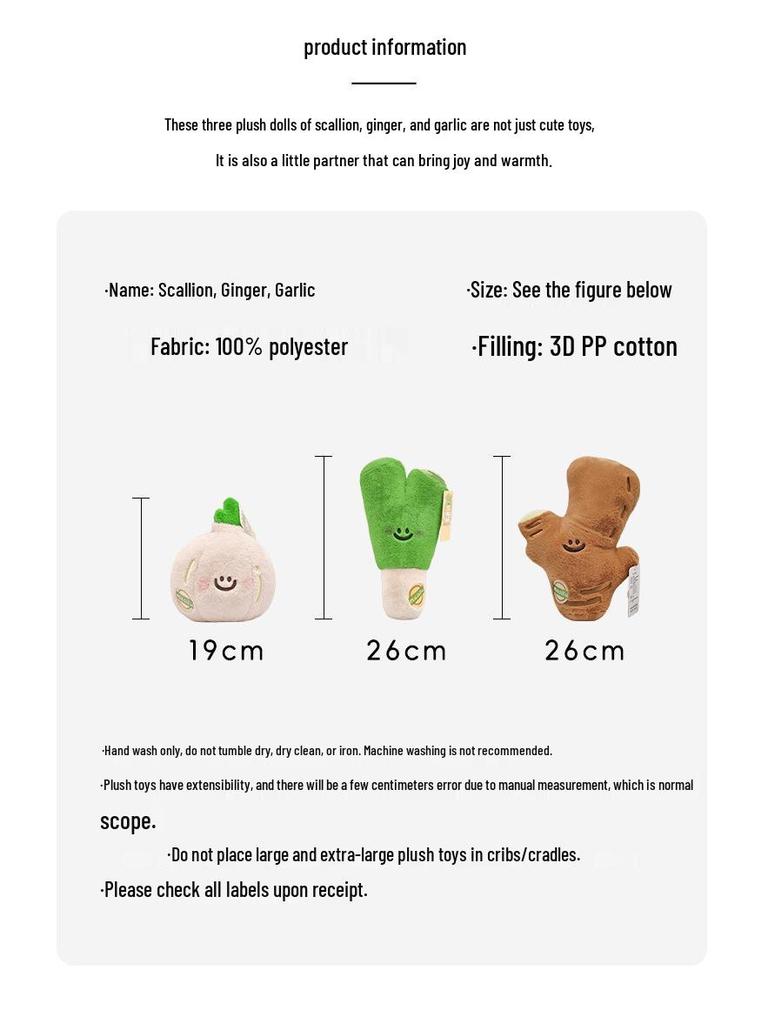 Funny Garlic Scallion Ginger Vegetable Plush Doll - Cute Wedding Toss Gift for Her