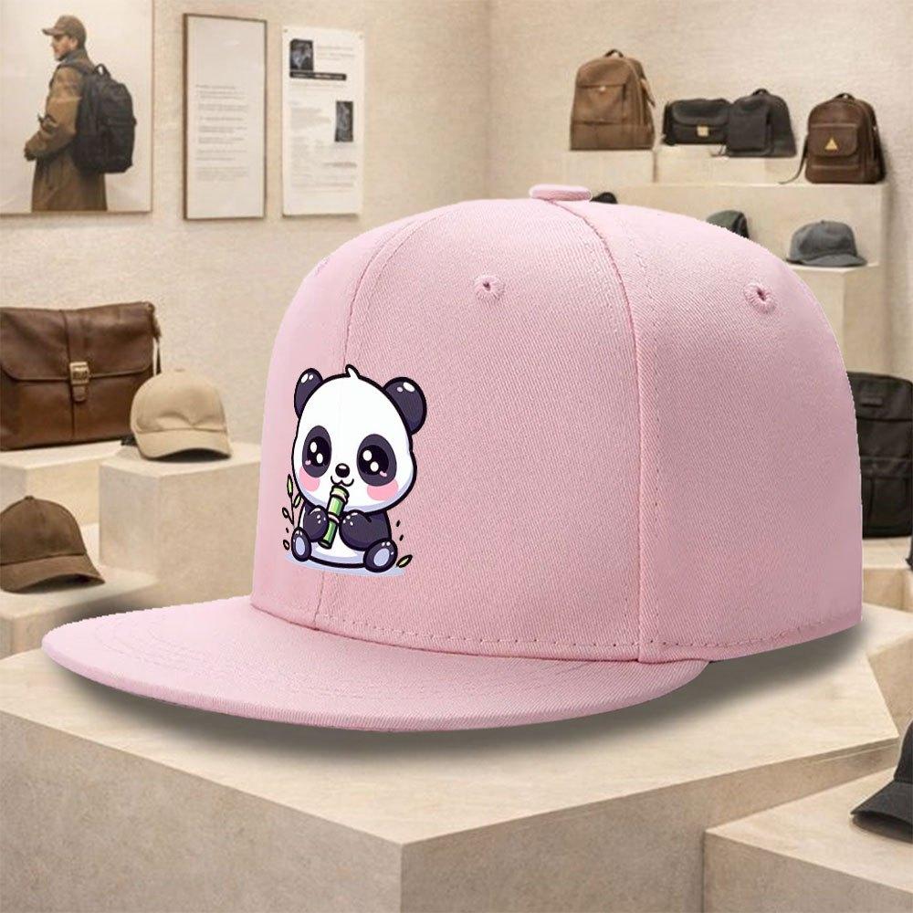 Милая мультяшная панда, едящая бамбук, полиэстеровая бейсболка, унисекс, с плоским козырьком, хип-хоп, уличный стиль One Size