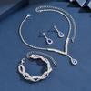 4PC Women's Fashion Water Drop Necklace Earrings Bracelet Zircon Set Suitable for Wedding, Party, Festival Gifts