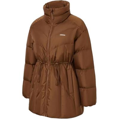 Waist-Defining Solid Color Mid-Length Warm Fashionable Versatile Duck Down Jacket Women Jacket Brown JL9845
