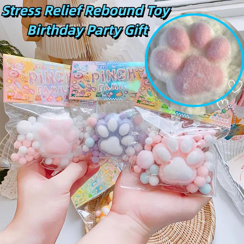 New Flocking Cat's Paw Stress Relief  Toy Mochi Slow Rebound Fidget Toy Birthday Party Gift