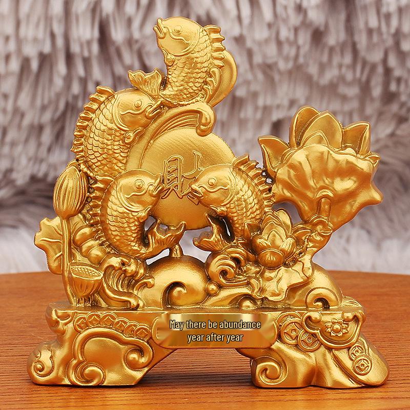 Yearly Abundance Koi Fish Ornament: Goldfish Carp Steaming Up, Ideal for Living Room, Entryway Décor, Housewarming, and Good Fortune Gift