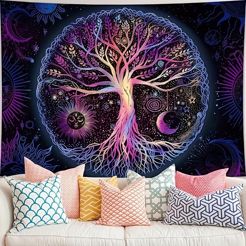 Tree of Life Tapestry Bohemian Home Living Room Wall Hanging Mystical Style Room Decor Wall Fabric Psychedelic Tapestry Wall Mat