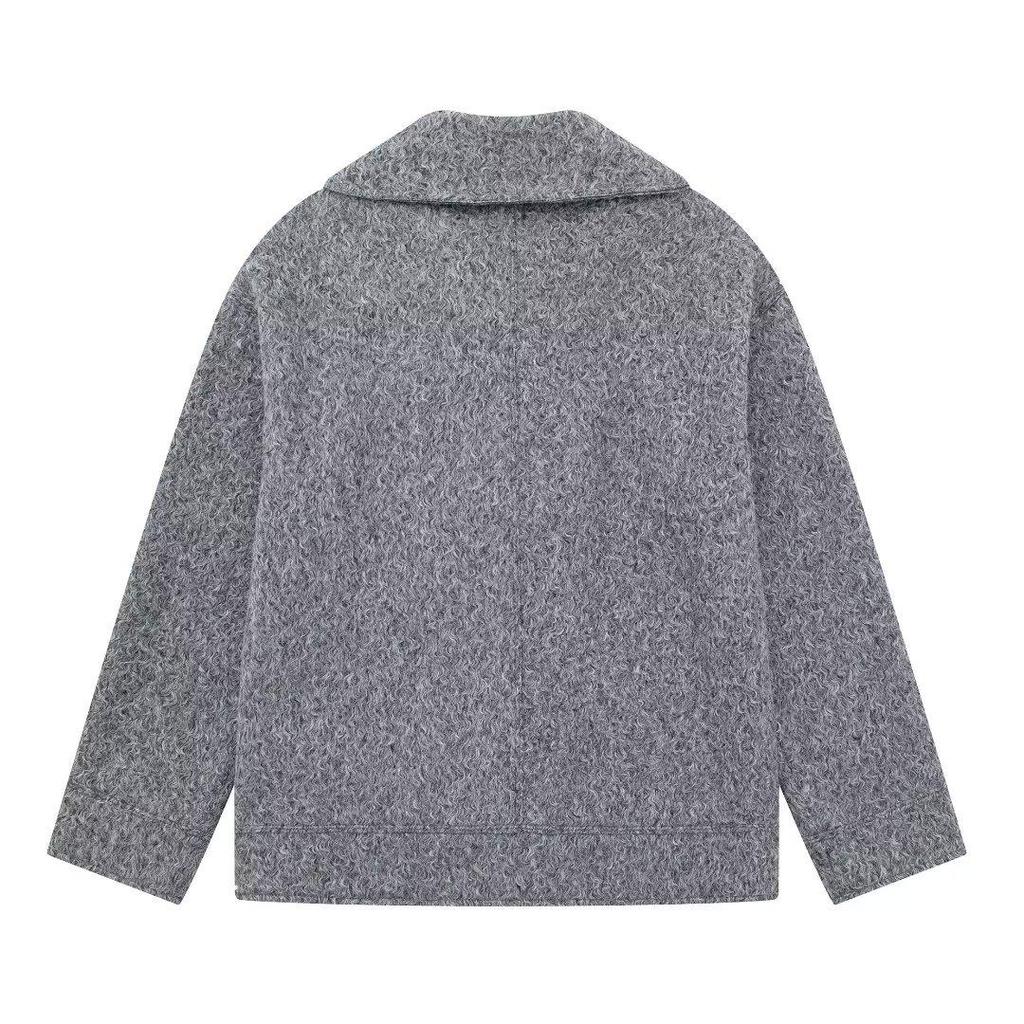 2024 Women's Retro Beaded Wool Coat - High-End Lapel Versatile Woolen Top