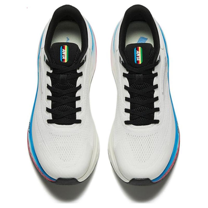 Anta Pg7 Textile, Rubber Abrasion Resistant Low Top Long Distance Running Shoes Men's White Blue Red Sneakers