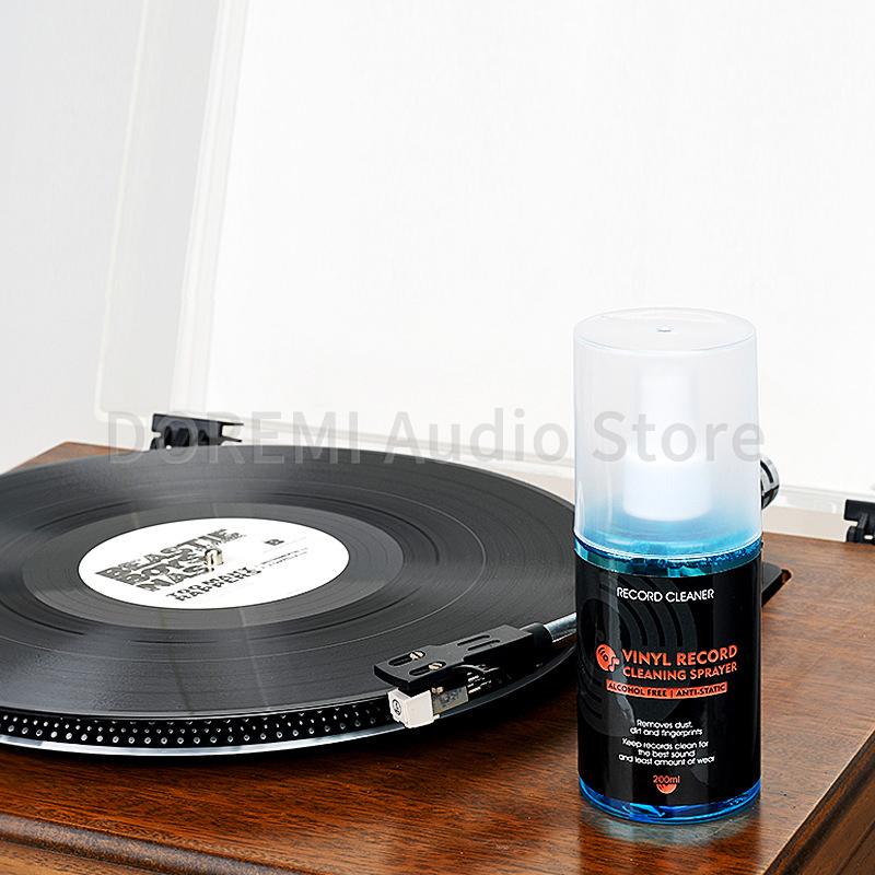 200ml Turntable Cleaner Vinyl LP/CD Record Cleaning Fluid Record Player Dust Removal Anti-static Spray Cleaning Brush Kit