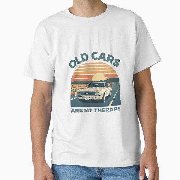 

Men Casual Shirts Short Sleeves Old Cars Are My Therapy White Tees Oversized T-shirts XXXL белый