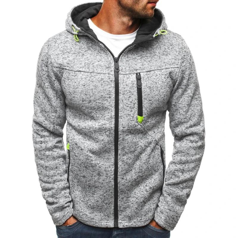 Men's Full Zip Hoodie Solid Color Zipper Hooded Daily Fitness Basic Thin Fleece Hoodies Sweatshirts