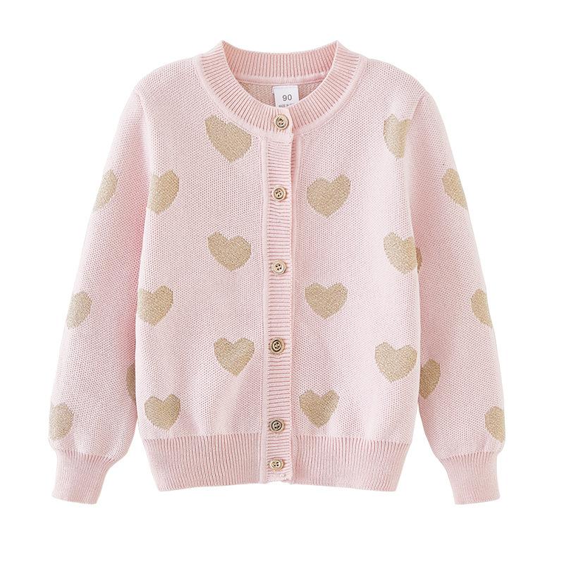 

Детская одежда на весну и осень Love Jacquard для маленьких и средних детей, свитер, кардиган, куртка, утолщенный вязаный кардиган для девочек 90cm