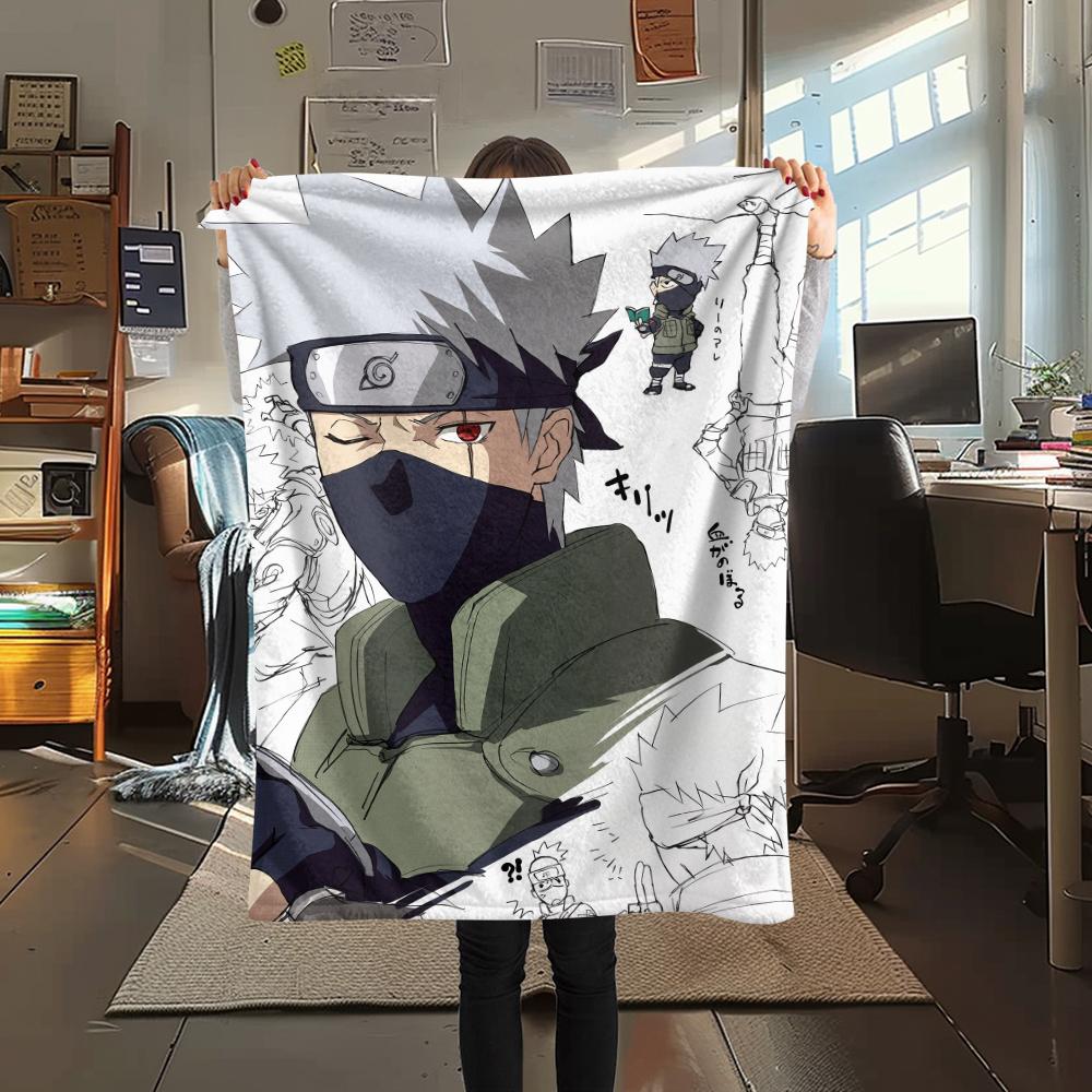 Kakashi Hatake Anime Pattern Flannel Blanket, High Quality Comfortable for All Seasons, Home Decor, Warmth and Comfort, Perfect for Gifts.