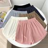 Pantaloni scurți sport pentru femei, stil Waffle, casual, cu talie înaltă, stil A-line, cu șnur, stiluri de slăbire