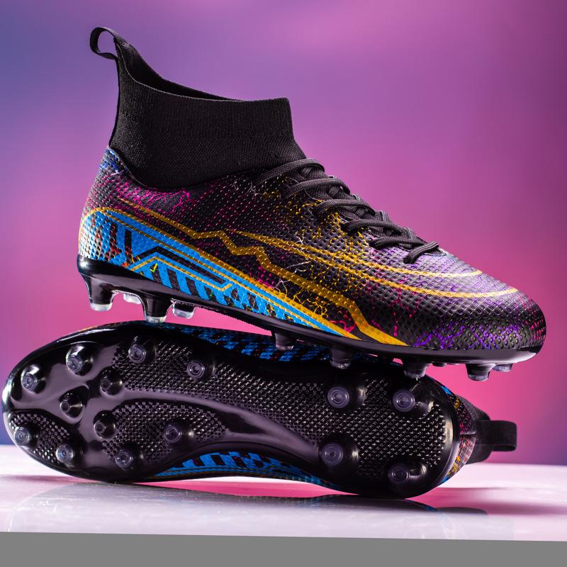 New football shoes men's made grass flat training shoes long nails broken nails youth sports socks mouth